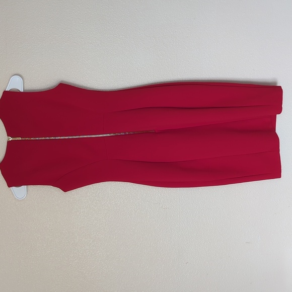 Calvin Klein Red Sleeveless Midi Sheath Dress Size 2 - Picture 6 of 13
